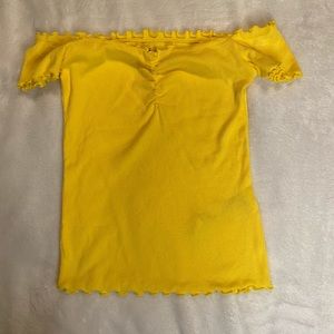Yellow Off-Shoulder Crop Top